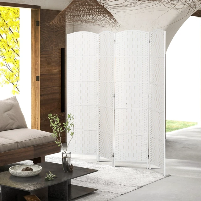 Alt view image 4 of 7 - Divider 4 Panel, Tall Folding Privacy Screen Freestanding Hand Woven Partition for Separation with 360° Hinges Paper