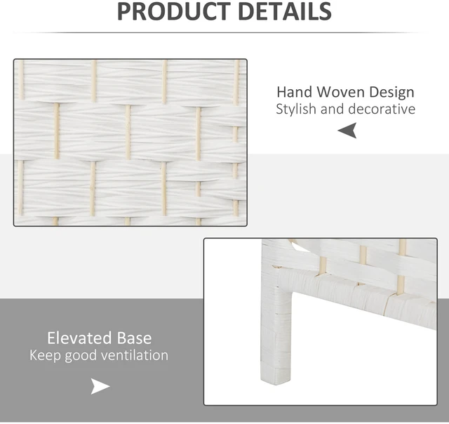 Alt view image 5 of 7 - Divider 4 Panel, Tall Folding Privacy Screen Freestanding Hand Woven Partition for Separation with 360° Hinges Paper