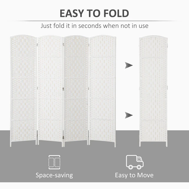 Alt view image 7 of 7 - Divider 4 Panel, Tall Folding Privacy Screen Freestanding Hand Woven Partition for Separation with 360° Hinges Paper