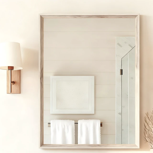 Alt view image 4 of 5 - 24 Rectangle Effect Wall-Mounted Mirror, Wood, Glass