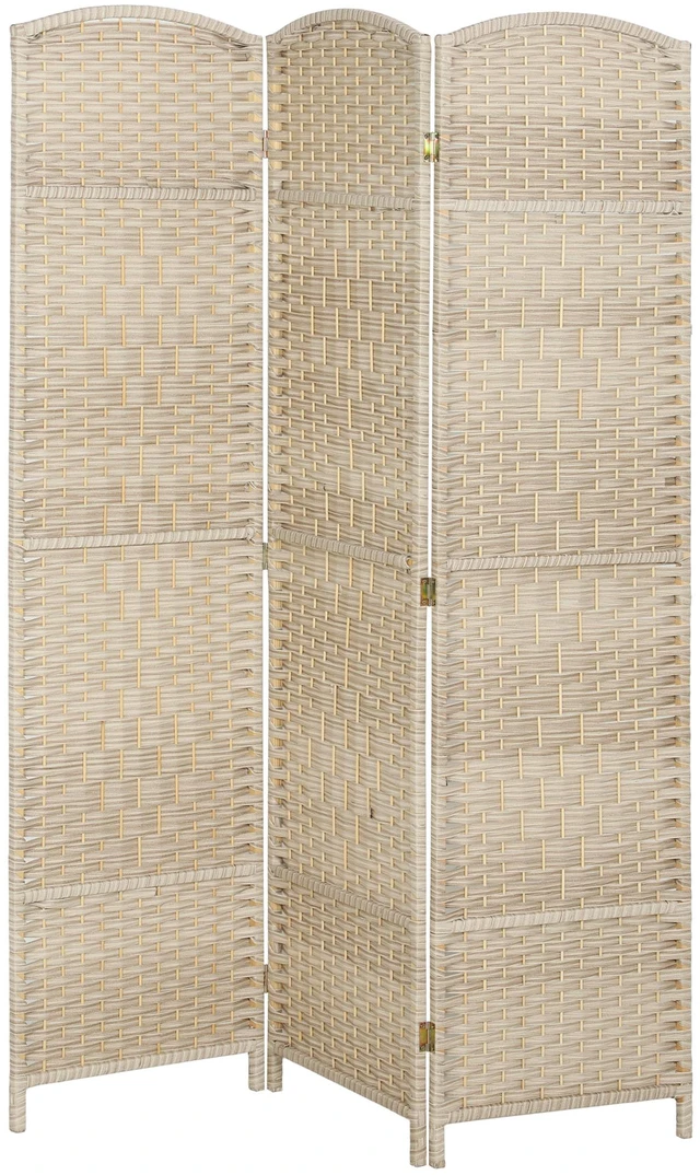 Main image of Divider, 6 ft 3 Panel Folding Privacy Screen Hand Woven Wall Partition with Wood Frame Freestanding Separator