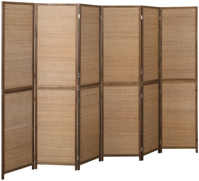Main image of Divider, Tall Folding Privacy Screen 6 Panel Hand Woven Bamboo Wall Partition for Separation Portable Freestanding Wall