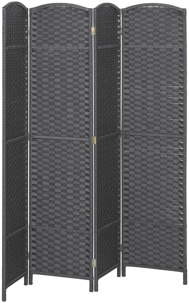 Main image of Divider, 4 Panel Folding Privacy Screen Tall Freestanding Partition, Gray Charcoal, Polypropylene