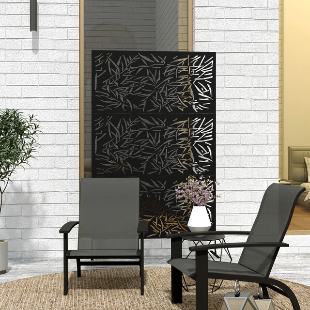 Alt view image 2 of 7 - Metal Outdoor Privacy Screen, 78 Inch 48 Inch Decorative Privacy Fence Screen Freestanding Outdoor Divider
