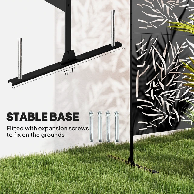 Alt view image 5 of 7 - Metal Outdoor Privacy Screen, 78 Inch 48 Inch Decorative Privacy Fence Screen Freestanding Outdoor Divider