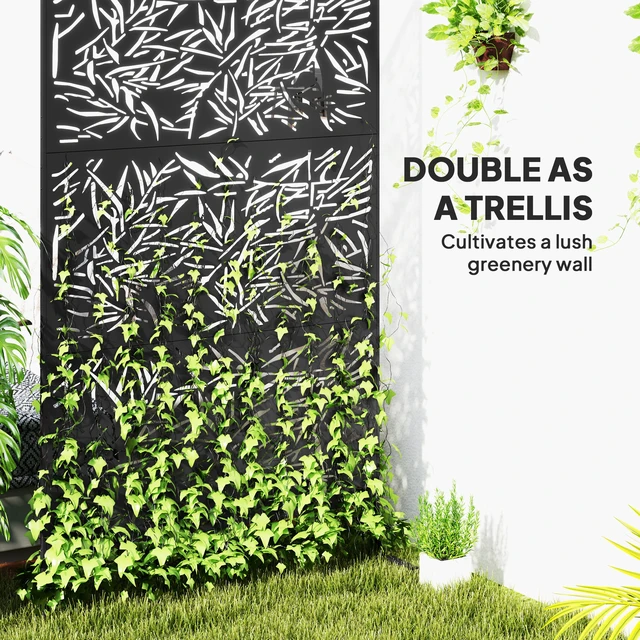 Alt view image 6 of 7 - Metal Outdoor Privacy Screen, 78 Inch 48 Inch Decorative Privacy Fence Screen Freestanding Outdoor Divider