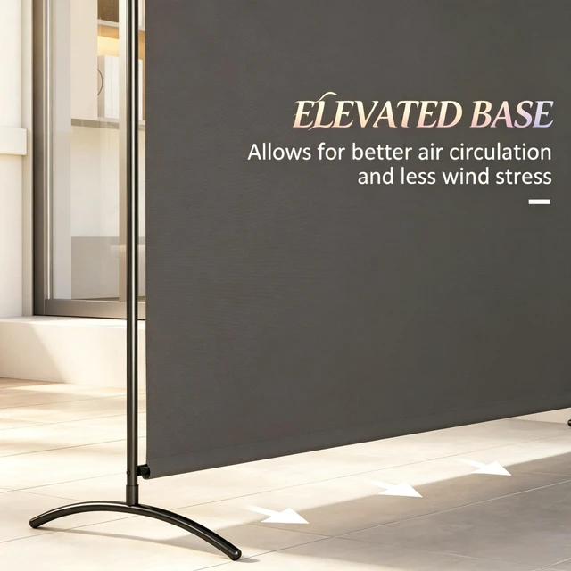Alt view image 7 of 7 - Freestanding Outdoor Privacy Screen, Protection Divider, Dark Gray, Polyester and Steel