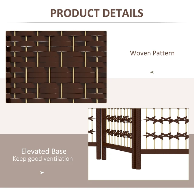 Alt view image 4 of 7 - 6 Panel Divider, Folding Privacy Screen Separator Wave Fiber Freestanding Partition Wall Divider, Brown, Wood and Paper