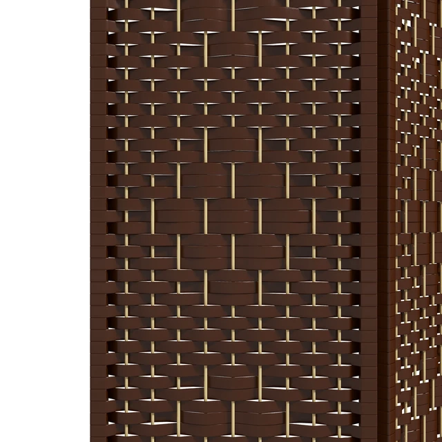 Alt view image 2 of 7 - 6 Panel Divider, Folding Privacy Screen Separator Wave Fiber Freestanding Partition Wall Divider, Brown, Wood and Paper