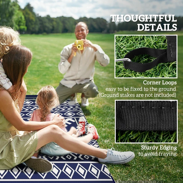 Alt view image 3 of 7 - Outdoor Rug for Patio, 8 Waterproof Large Mat Reversible Plastic Straw Rug for Decor Portable Outside Camping Area