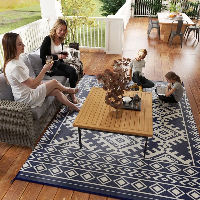 Alt view image 2 of 7 - Outdoor Rug for Patio, 8 Waterproof Large Mat Reversible Plastic Straw Rug for Decor Portable Outside Camping Area
