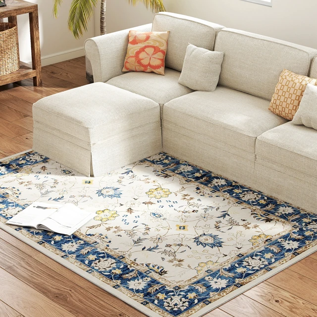 Alt view image 3 of 7 - Machine Washable Area Rug, 4 Oriental Medallion Distressed Rugs for Living Non-Slip Low Pile Carpet for Dining Soft