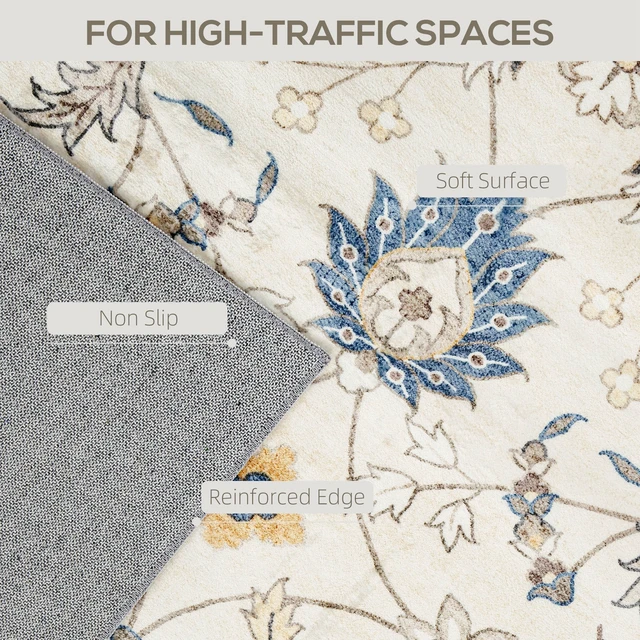 Alt view image 6 of 7 - Machine Washable Area Rug, 4 Oriental Medallion Distressed Rugs for Living Non-Slip Low Pile Carpet for Dining Soft
