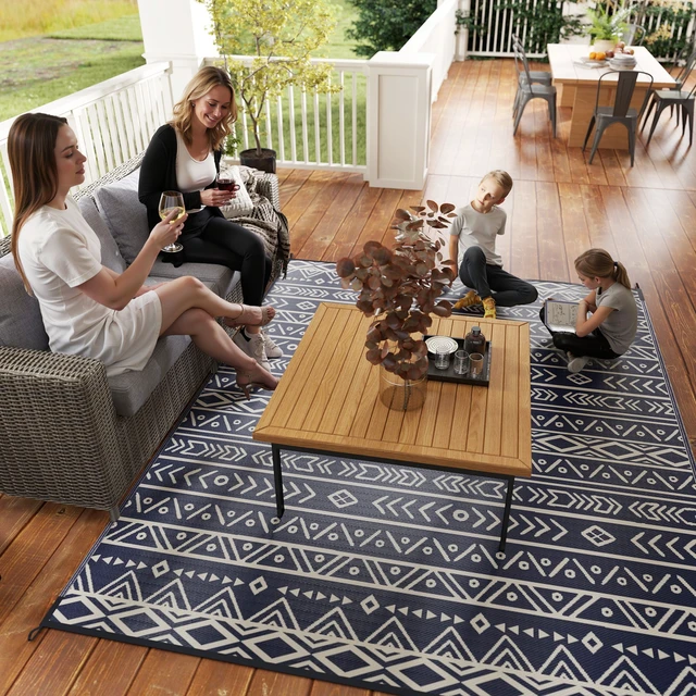 Alt view image 4 of 7 - Outdoor Rug for Patio, 8 Waterproof Large Mat Reversible Plastic Straw Rug for Decor Portable Outside Camping Area