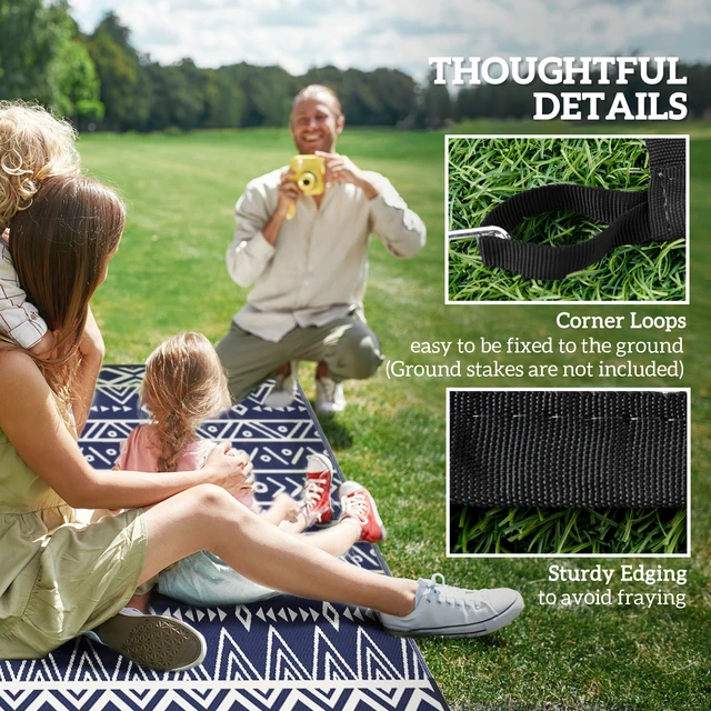 Alt view image 5 of 7 - Outdoor Rug for Patio, 8 Waterproof Large Mat Reversible Plastic Straw Rug for Decor Portable Outside Camping Area