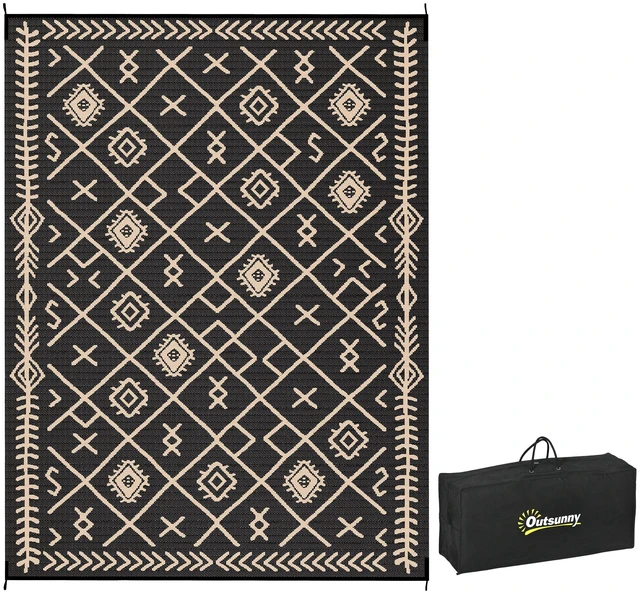 Main image of Reversible Outdoor Rug, 9 Waterproof Plastic Straw Floor Mat Portable Camping Carpet Large Floor Mat for Deck Picnic