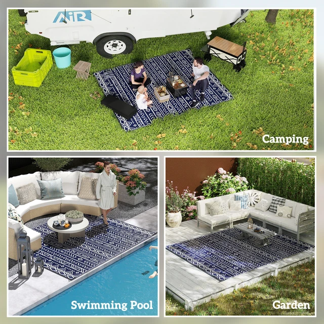 Alt view image 7 of 7 - Outdoor Rug for Patio, 8 Waterproof Large Mat Reversible Plastic Straw Rug for Decor Portable Outside Camping Area