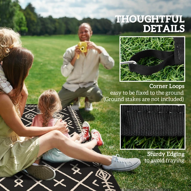 Alt view image 3 of 7 - Reversible Outdoor Rug, 9 Waterproof Plastic Straw Floor Mat Portable Camping Carpet Large Floor Mat for Deck Picnic