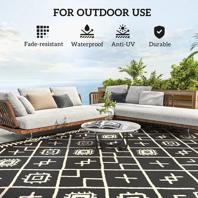 Alt view image 4 of 7 - Reversible Outdoor Rug, 9 Waterproof Plastic Straw Floor Mat Portable Camping Carpet Large Floor Mat for Deck Picnic