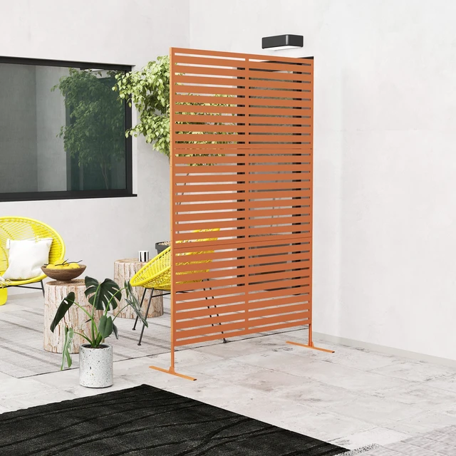 Alt view image 3 of 7 - Metal Outdoor Privacy Screen, 78 Inch 48 Inch Decorative Privacy Fence Screen Freestanding Outdoor Divider
