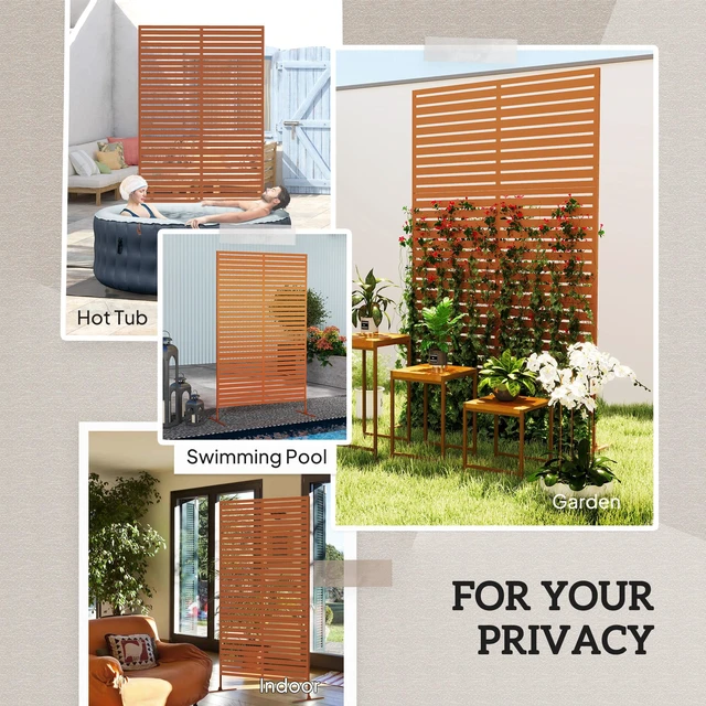 Alt view image 4 of 7 - Metal Outdoor Privacy Screen, 78 Inch 48 Inch Decorative Privacy Fence Screen Freestanding Outdoor Divider