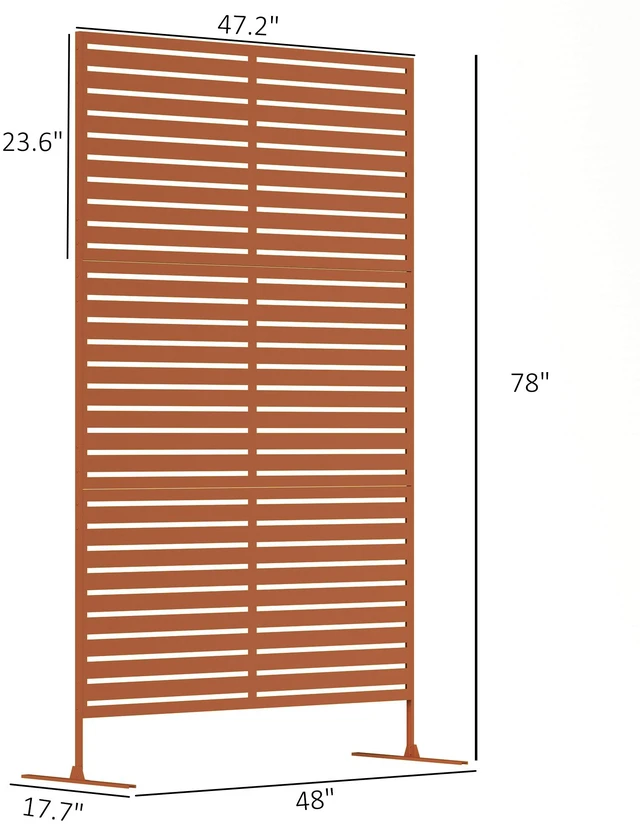 Alt view image 7 of 7 - Metal Outdoor Privacy Screen, 78 Inch 48 Inch Decorative Privacy Fence Screen Freestanding Outdoor Divider