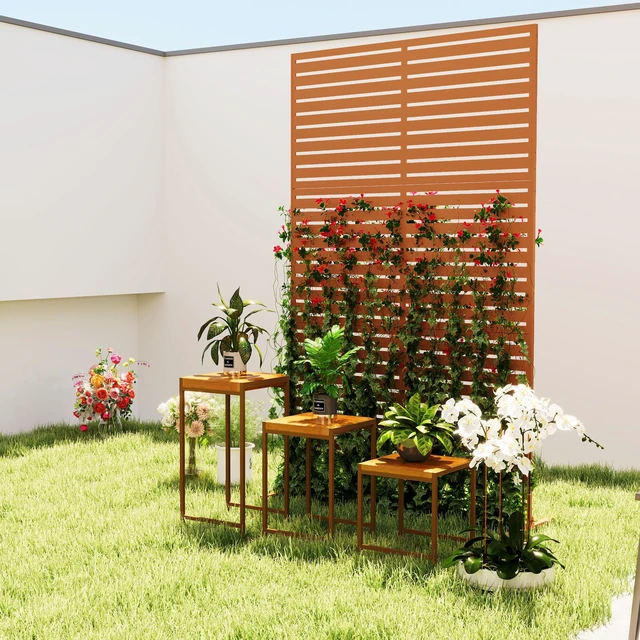 Alt view image 2 of 7 - Metal Outdoor Privacy Screen, 78 Inch 48 Inch Decorative Privacy Fence Screen Freestanding Outdoor Divider