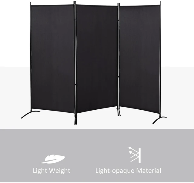 Alt view image 2 of 7 - 3 Panel Divider Screen, 6 ft Tall Folding Privacy Screen Freestanding Partition Wall Divider for Indoor, Black