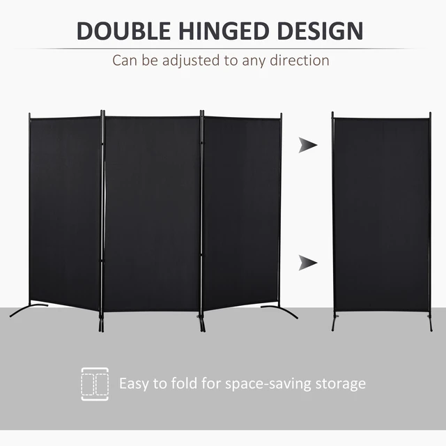 Alt view image 6 of 7 - 3 Panel Divider Screen, 6 ft Tall Folding Privacy Screen Freestanding Partition Wall Divider for Indoor, Black