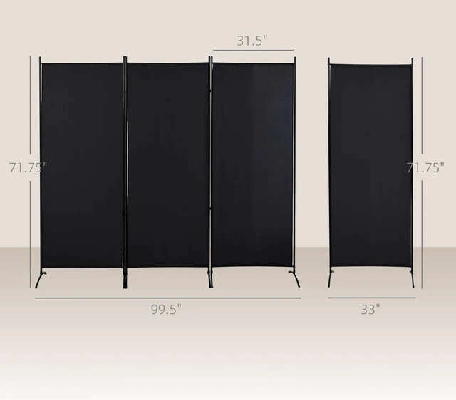 Alt view image 7 of 7 - 3 Panel Divider Screen, 6 ft Tall Folding Privacy Screen Freestanding Partition Wall Divider for Indoor, Black
