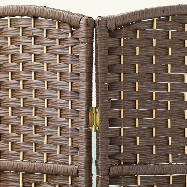 Alt view image 3 of 7 - Divider, 6 ft 4 Panel Folding Privacy Screen Hand Woven Wall Partition with Wood Frame Freestanding Separator