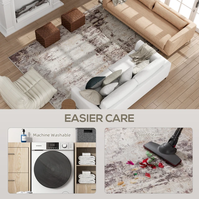 Alt view image 5 of 7 - Area Rug 5, Machine Washable Rug Distressed Non-Slip Abstract Floor Cover Foldable Carpet for Living Dining Mixed