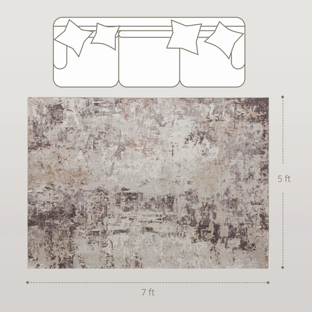 Alt view image 7 of 7 - Area Rug 5, Machine Washable Rug Distressed Non-Slip Abstract Floor Cover Foldable Carpet for Living Dining Mixed