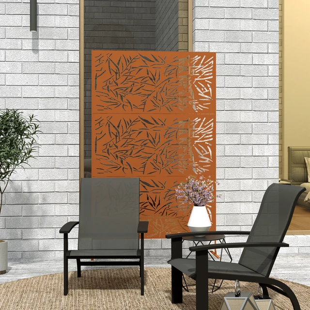 Alt view image 2 of 7 - Metal Outdoor Privacy Screen, 78 Inch 48 Inch Decorative Privacy Fence Screen Freestanding Outdoor Divider