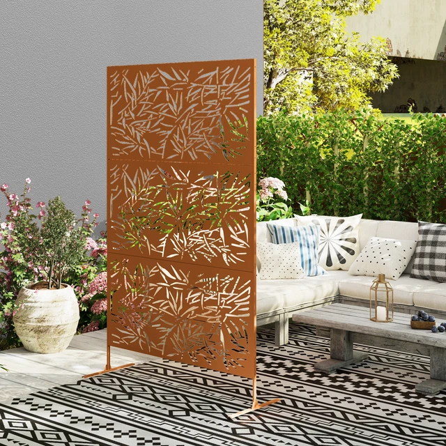 Alt view image 3 of 7 - Metal Outdoor Privacy Screen, 78 Inch 48 Inch Decorative Privacy Fence Screen Freestanding Outdoor Divider
