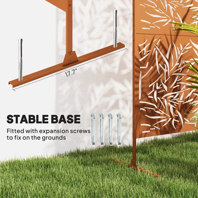 Alt view image 5 of 7 - Metal Outdoor Privacy Screen, 78 Inch 48 Inch Decorative Privacy Fence Screen Freestanding Outdoor Divider