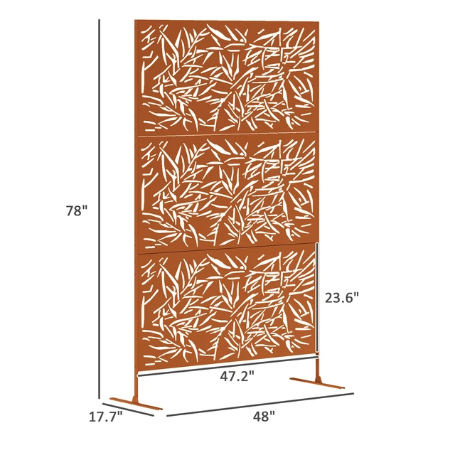 Alt view image 7 of 7 - Metal Outdoor Privacy Screen, 78 Inch 48 Inch Decorative Privacy Fence Screen Freestanding Outdoor Divider