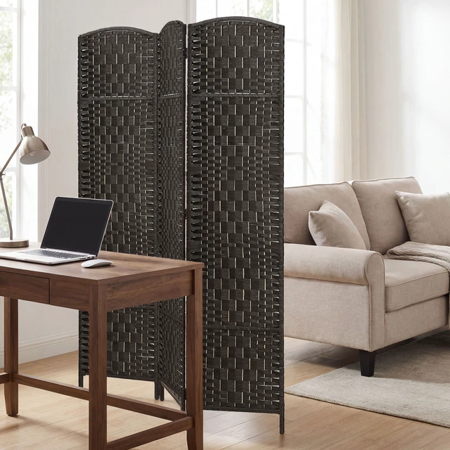 Alt view image 2 of 7 - Divider 3 Panel, Tall Folding Privacy Screen Freestanding Hand Woven Partition for Separation with 360° Hinges Paper