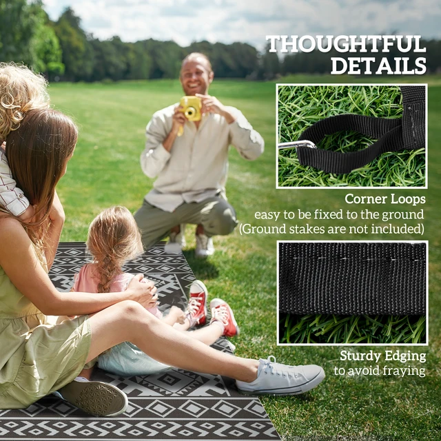 Alt view image 3 of 7 - Outdoor Rug for Patio, 9 Waterproof Large Mat Reversible Plastic Straw Rug for Decor Portable Outside Camping Area