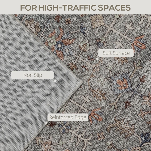 Alt view image 6 of 7 - Area Rug 5, Machine Washable Rug Non-Slip Floor Cover Foldable Carpet for Living Dining Mixed, Dark Brown, Chenille