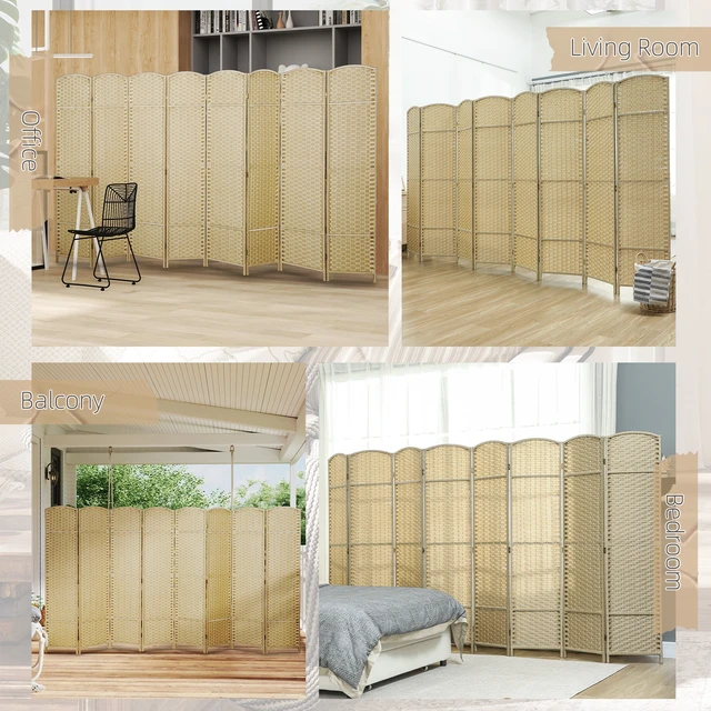 Alt view image 3 of 7 - Divider, 8 Panel Folding Privacy Screen Tall Freestanding Wall Partition, Beige, Polypropylene
