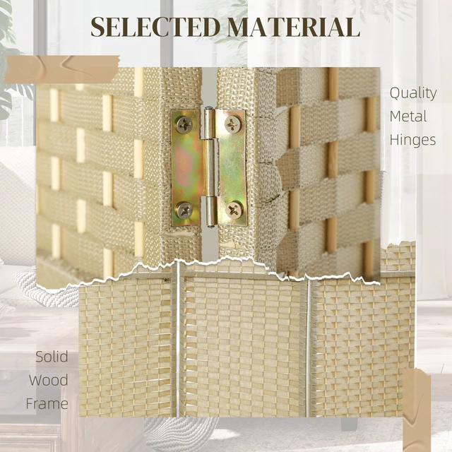 Alt view image 4 of 7 - Divider, 8 Panel Folding Privacy Screen Tall Freestanding Wall Partition, Beige, Polypropylene