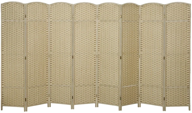 Main image of Divider, 8 Panel Folding Privacy Screen Tall Freestanding Wall Partition, Beige, Polypropylene