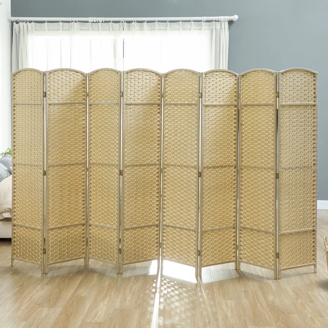 Alt view image 2 of 7 - Divider, 8 Panel Folding Privacy Screen Tall Freestanding Wall Partition, Beige, Polypropylene