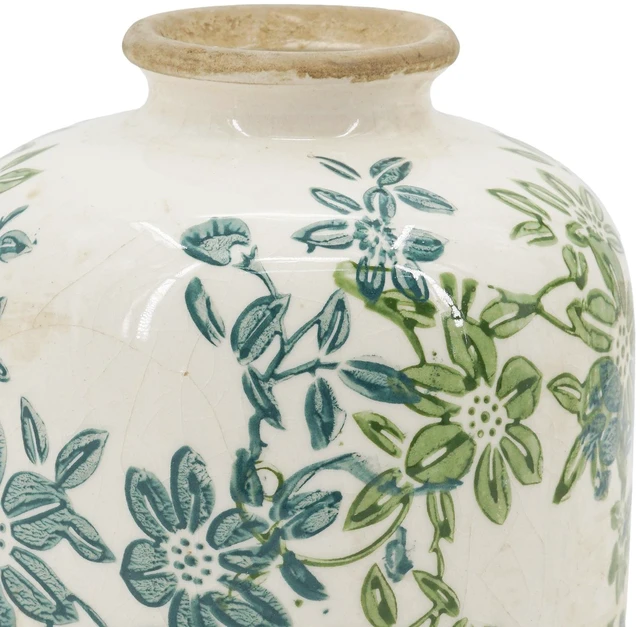 Alt view image 5 of 7 - Set Floral Ceramic Vases, l 5.3 8 Inch m 4.3 8 Inch 4 4x5.5, Blue Cream Green, Vases Jars