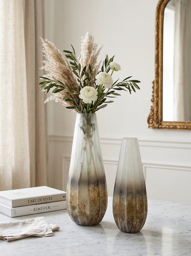 Alt view image 6 of 6 - 20 Inch Glass Vase for Decor, Flower Vase Table Centerpieces, Multicolor, Jars