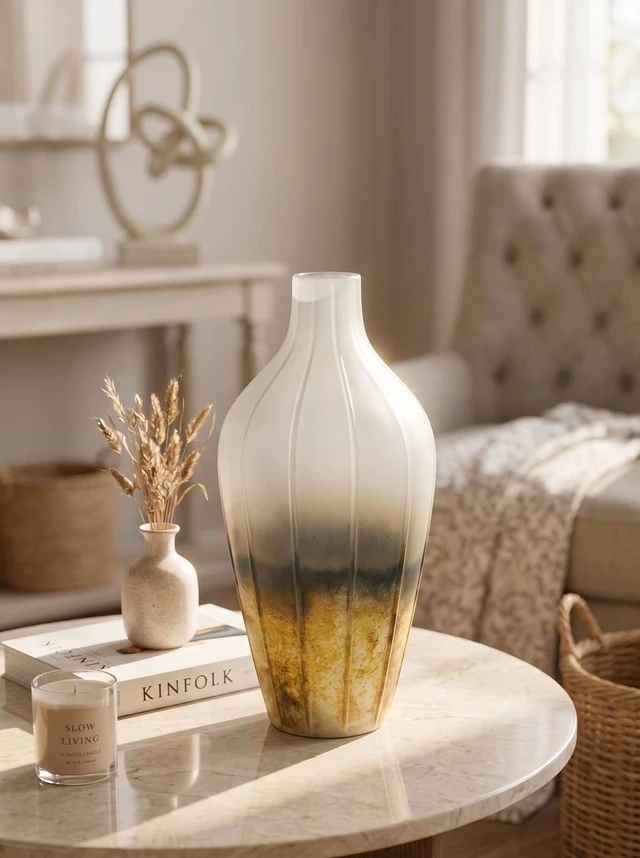 Main image of 16.5 Inch Glass Vase for Decor, Flower Vase Table Centerpieces, Multicolor, Jars