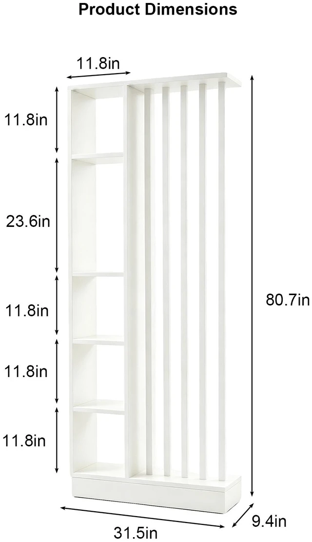Alt view image 6 of 7 - Freestanding Divider with Storage Shelves, Slatted Partition Bookcase Decorative Privacy Divider for Living Entryway
