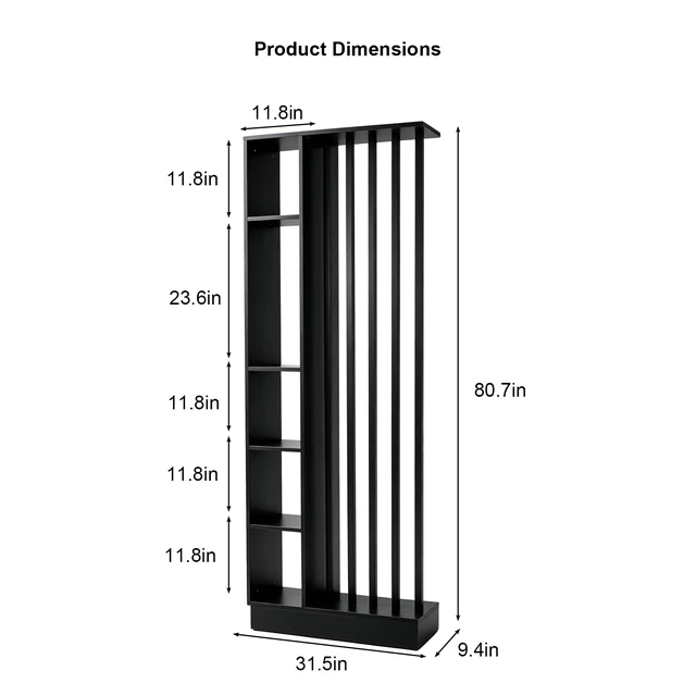 Alt view image 6 of 7 - Freestanding Divider with Storage Shelves, Slatted Partition Bookcase Decorative Privacy Divider for Living Entryway