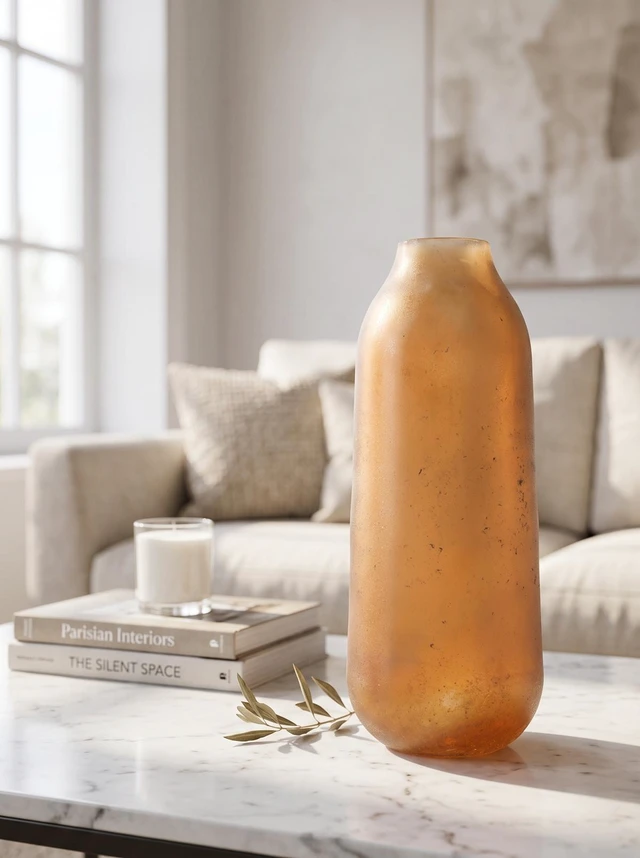 Main image of 16.1 Inch Glass Vase for Decor, Flower Vase Table Centerpieces, Amber, Jars